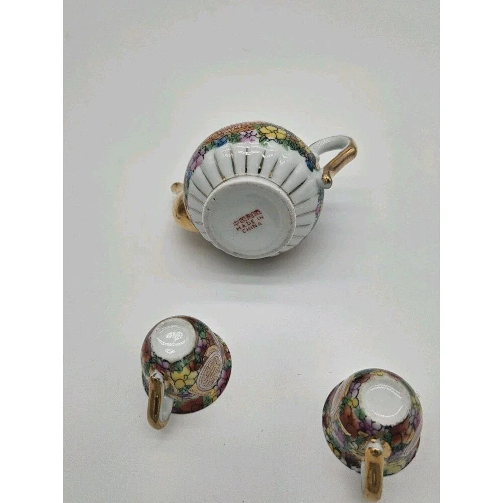 VINTAGE Chinese Miniature Porcelain Tea Set Broken Lid